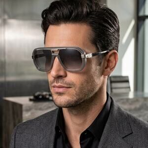 New! BUGATTI 08-GM/WG Stylish Gunmetal White Gold Sunglasses, Authentic